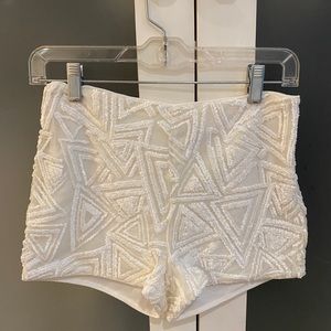 Sequined White Shorts